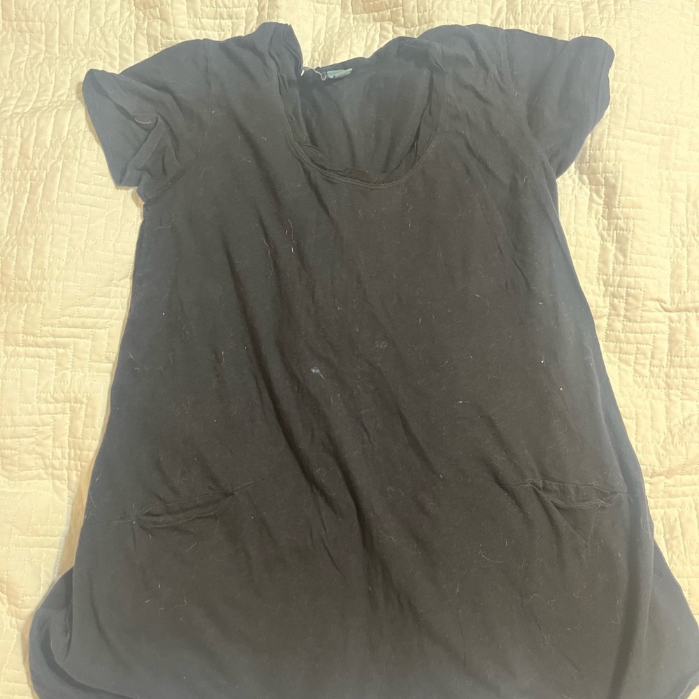 Anthropologie Left of Center Black Short Sleeve Knit Tunic Size Small